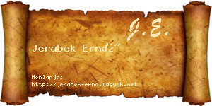 Jerabek Ernő névjegykártya